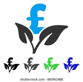 Eco Pound Business Startup flat vector pictograph. Colored eco pound business startup gray, black, blue, green pictogram variants. Flat icon style for graphic design.