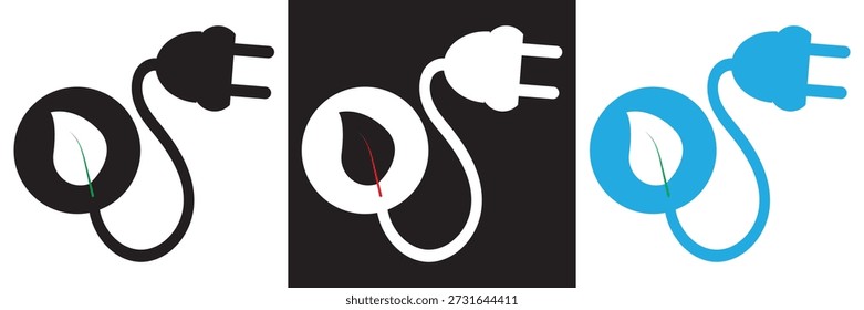 Icono de energía renovable de Botón de energía ecológica. Icono de Botón de energía ecológica mínimo que simboliza la energía renovable, la sostenibilidad y la tecnología verde para los conceptos de diseño eléctrico y ambiental. EPS10AI.

