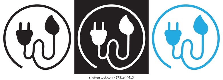 Icono de energía renovable de Botón de energía ecológica. Icono de Botón de energía ecológica mínimo que simboliza la energía renovable, la sostenibilidad y la tecnología verde para los conceptos de diseño eléctrico y ambiental. EPS10AI.

