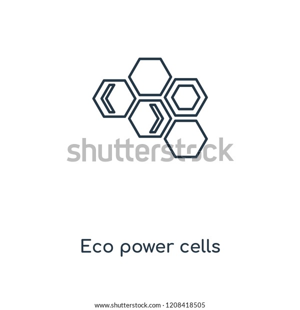 Eco power cells concept line
icon. Linear Eco power cells concept outline symbol design. This
simple element illustration can be used for web and mobile
UI/UX.