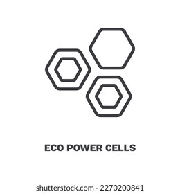 eco power cells icon. Thin line eco power cells, power icon from ecology collection. Outline vector isolated on white background. Editable eco power cells symbol can be used web and mobile