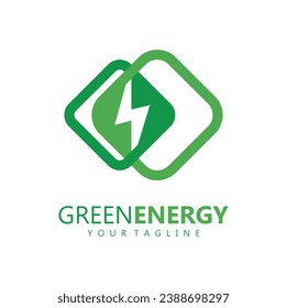 eco power company vector illustration. green energy logo template design. simple logo of leaf and electric charge icon.