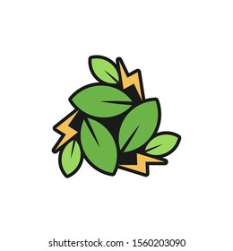 Eco power electrical friendly nature green technology future leaf and flash element