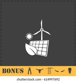 Eco power icon flat. Simple vector symbol and bonus icon