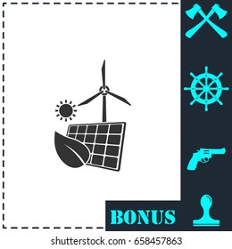 Eco power icon flat. Simple vector symbol and bonus icon