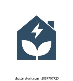Eco power icon. Green natural electricity. Symbol vector design with leaf.	