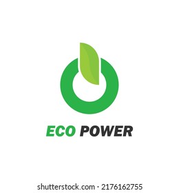 Eco power with leaf vector logo template. Suitable for business, web, nature,  recycle and electric symbol