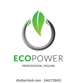 Eco power logo bio power technology logo design biofuel green energy logo Vector Icon Symbol Silhouette Illustration brand identity Use social media website marketing agency power industry gas flame