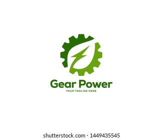 eco power logo design template, creative gear logo design vector	