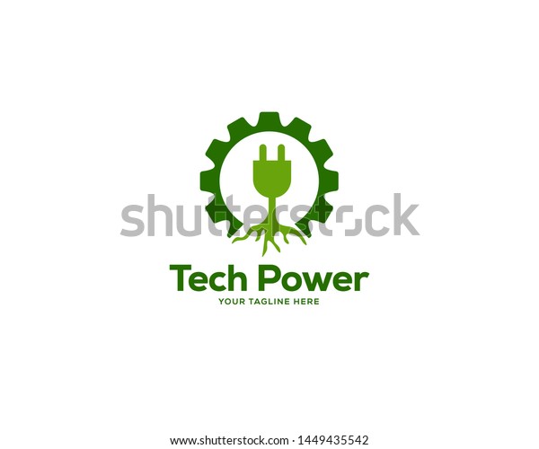 eco power logo design template, creative gear logo\
design vector