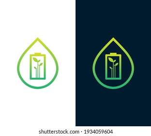 Eco Power Logo - Energy logo - Batter logo - Water Drop - Power system logo