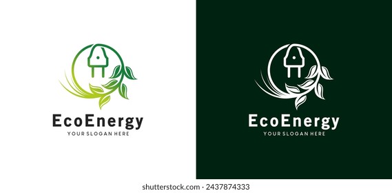 Eco power logo renewable natural green energy. Environmentally friendly electrical energy