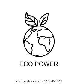 eco power outline icon. Element of enviroment protection icon with name for mobile concept and web apps. Thin line eco power icon can be used for web and mobile on white background