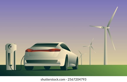 Eco power. Wind turbines generating electricity