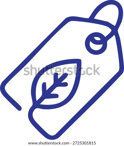 Eco price tag with leaf icon. Sustainable product label concept line art.