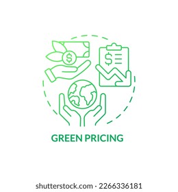 Eco pricing green gradient concept icon. Alternative energy program. Clean electricity purchase abstract idea thin line illustration. Isolated outline drawing. Myriad Pro-Bold font used