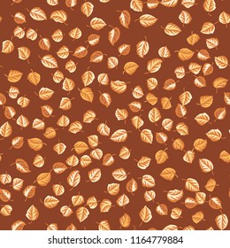 Eco print from autumn leaves. Seamless floral pattern. Nature simple background for fabric, cloth design, covers, manufacturing, wallpapers, print, gift wrap and scrapbooking.