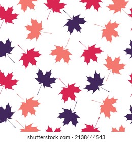 Eco print from autumn leaves. Seamless floral pattern in leaves of ash, birch. Vector illustration. Cute colorful background.