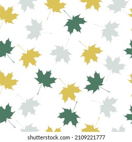 Eco print from autumn leaves. Tropical palm leaf seamless pattern Vector illustration. Cute colorful background.