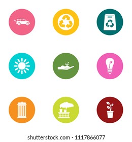 Eco procedure icons set. Flat set of 9 eco procedure vector icons for web isolated on white background