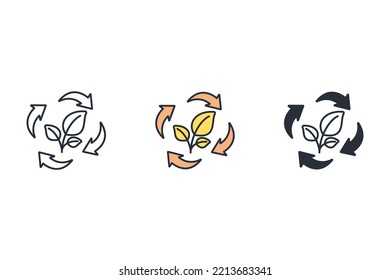 ecoprocesar iconos de línea delgada. Ilustración vectorial aislada en blanco. Trazo editable