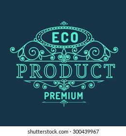 Eco product  Element in Vintage Style for Logotype, Label, Badge. 