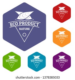 Eco product icons vector colorful hexahedron set collection isolated on white 