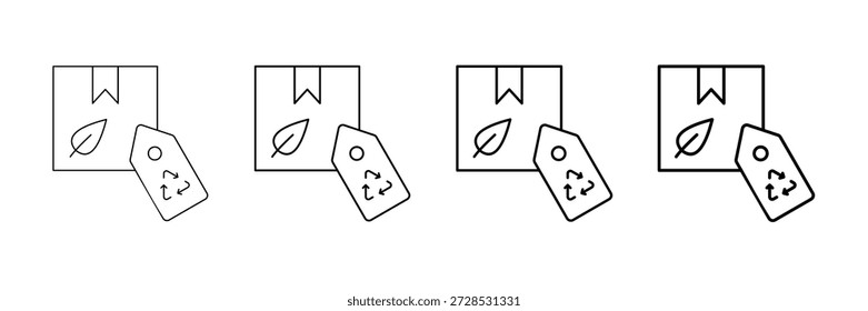 Eco Product Label Icons Vector Set In Different Stroke Line Style