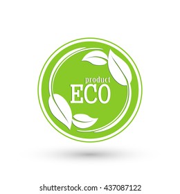 Eco product label vector round icon on isolated background