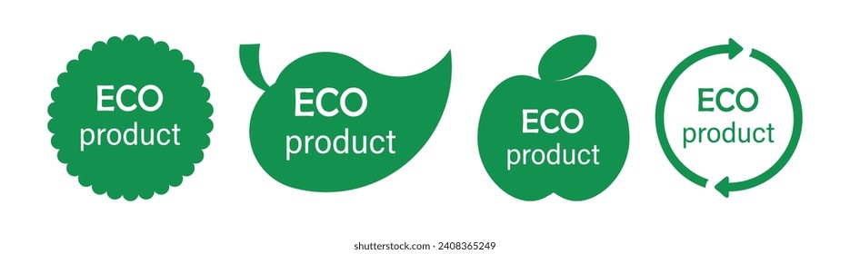 Eco product lable. Vector illustration of green bio logo. Set of green icon.