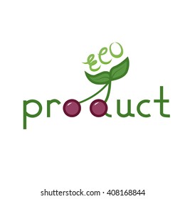 Eco product logo with berries cherry