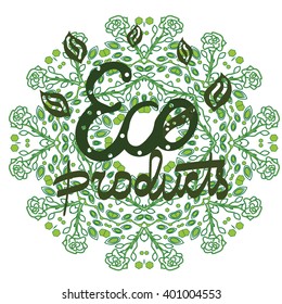 eco product logo for cover print with mandala background