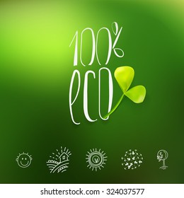 Eco product logo. Set of icons for food and drink, restaurants. Natural ingredients icons. 