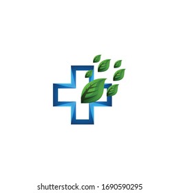eco product, medical plus / cross, healthcare logo Ideas. Inspiration logo design. Template Vector Illustration. Isolated On White Background
