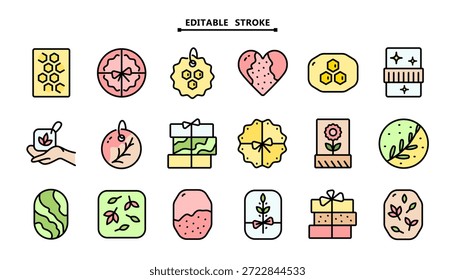 Eco products and handmade soap vector icons. Clean outline collection isolated on white with editable stroke.