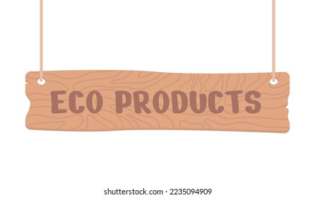 Objeto vector de color semiplano de señalización de productos ecológicos. Elementos editables. Artículos de tamaño completo en blanco. Ilustración simple de estilo de dibujos animados para diseño gráfico web y animación. Nerko Una fuente normal