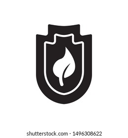 Eco Protection icon. flat simple pictogram. Shield with leaf vector illustration