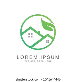 Eco real estate logo, vector logo template