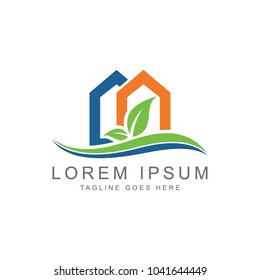 Eco real estate logo, vector logo template