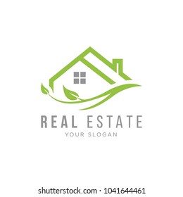 Eco real estate logo, vector logo template