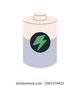 Eco rechargeable battery icon. Green energy, renewable electric power, electricity concept. Accumulator, indicating charge level. Flat graphic vector illustration isolated on white background