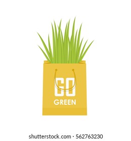 Eco recycle bag vector green set. Vector illustration