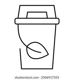 Eco Recycle Bin Editable Line Icons. Green Technology, Net Zero, Carbon Neutral and Environmental Sustainability Concept in Minimal Style. Thin Outline Icons Collection