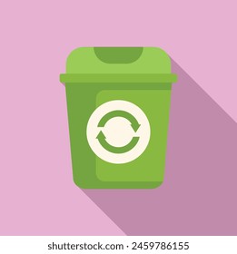 Eco recycle garbage bin icon flat vector. Ecology plastic. Basket rubbish