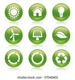 eco recycle glossy icons