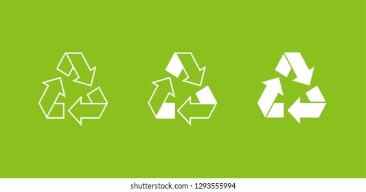 Eco recycle icons set. Vector. Arrow triangle. Green triangular 