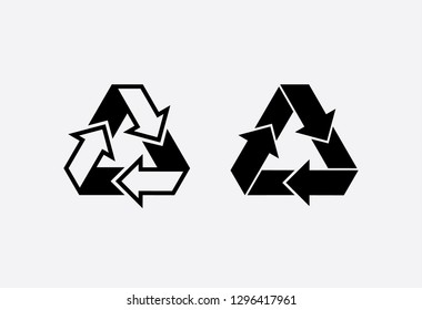 Eco recycle icons set. Vector. Arrow triangle. Green triangular 