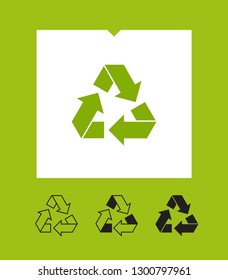 Eco recycle icons set. Vector. Arrow triangle. Green triangular 
