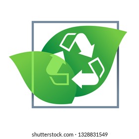 Eco recycle renewable icon - environment protection sticker for products packaging - vector emblem for logo template