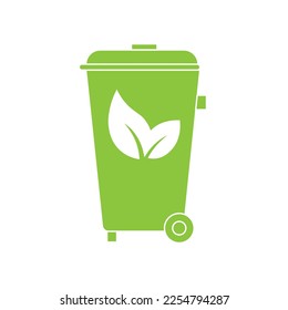 Eco recycle sign on trashcan Caution Special disposal required